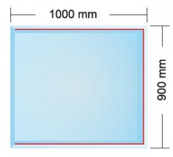 Podstavné sklo Berlin 6 mm (8 mm) o rozměrech 900x1000 mm